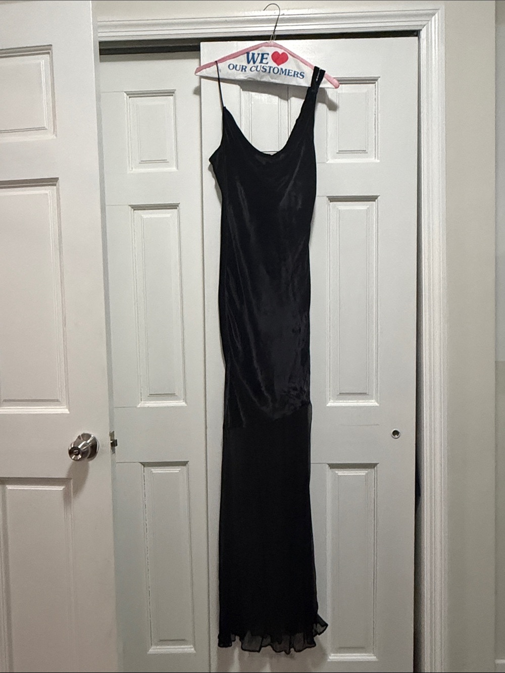 STAUD Black Beaton Mixed Media Dress w Sheer Hem - Picture 2 of 4